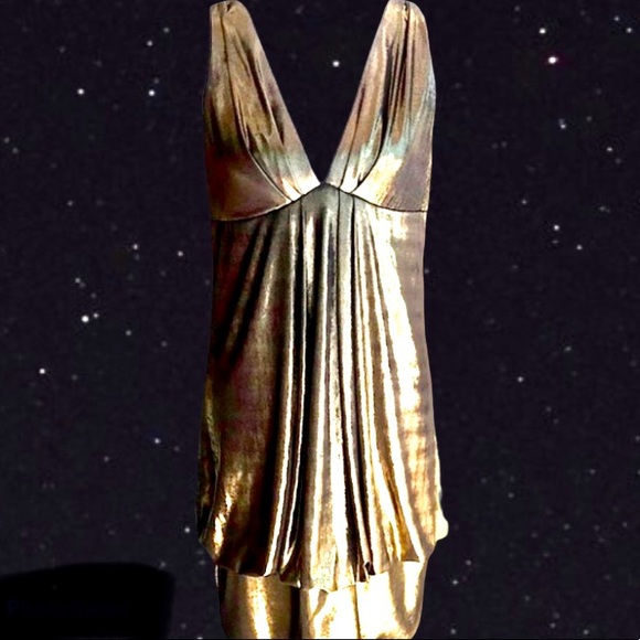 ⚜️ ABS -Allen Schwartz. SEXY HOT Gold lamé DRAPED & simply STUNNING !⚜️ - Picture 7 of 15